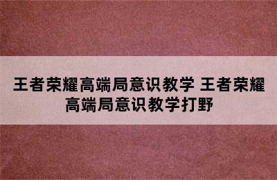 王者荣耀高端局意识教学 王者荣耀高端局意识教学打野